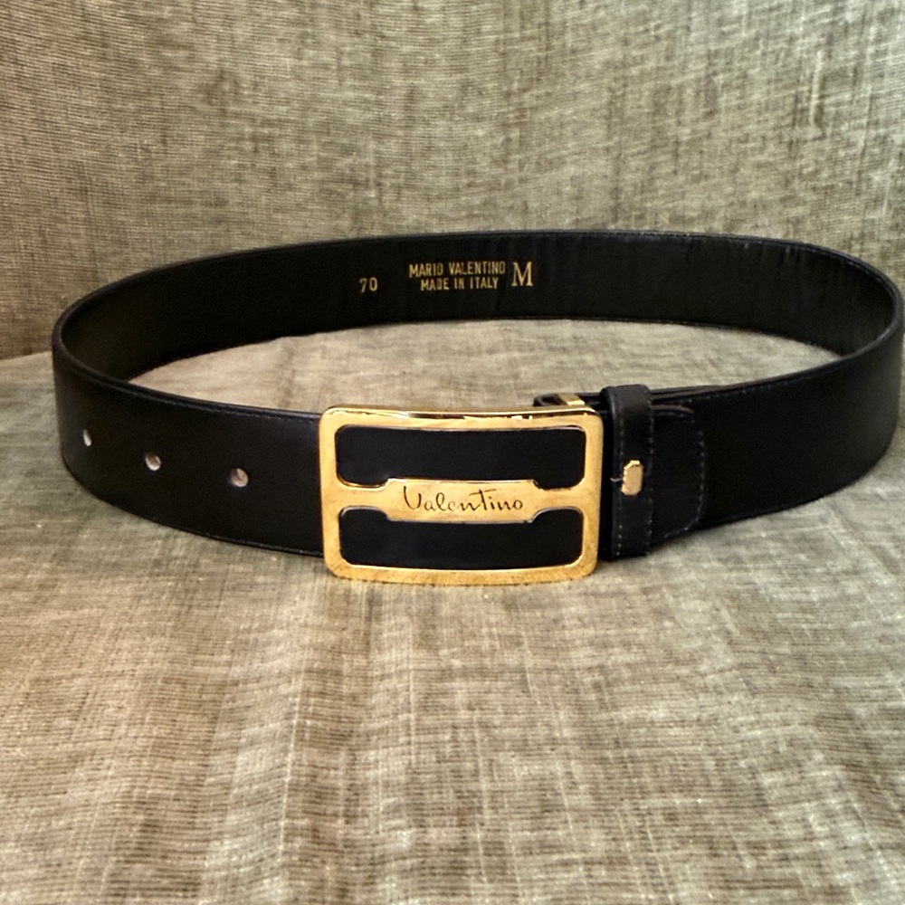 Valentino Leather Belt with Gold Buckle - Picture 3 of 5